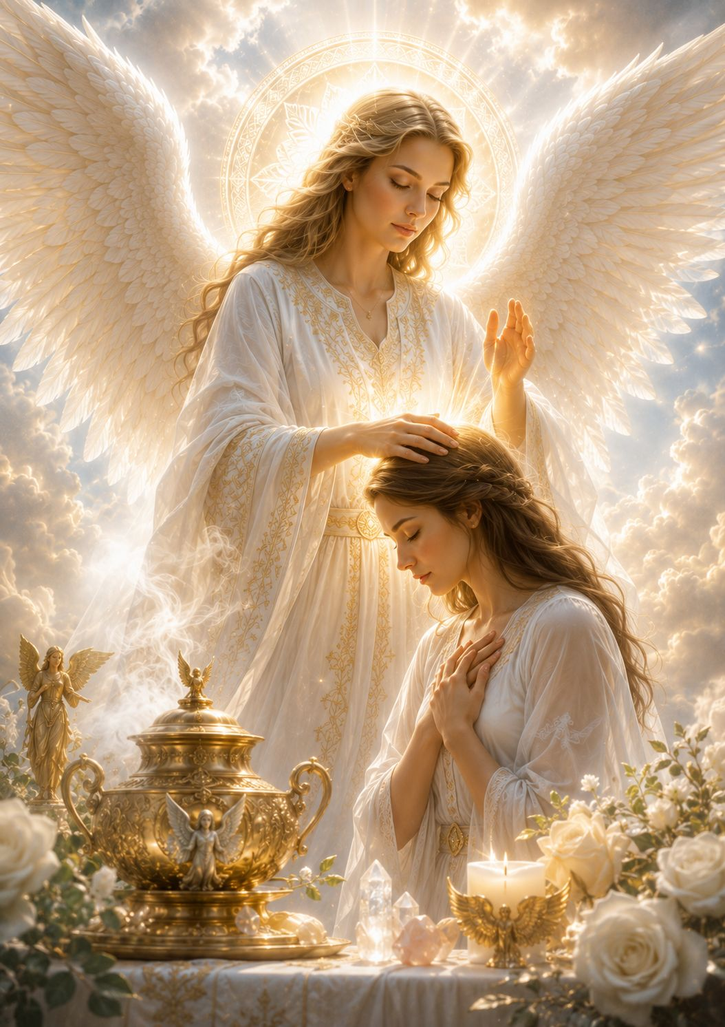 Anjo da Luz realizando o Selo Sagrado dos Arcanjos